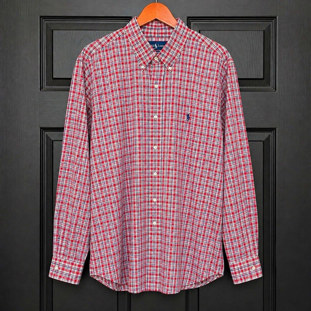 Vintage Polo Ralph Lauren Blake Shirt Men’s XXL Red Plaid Pony Cotton Oversized
